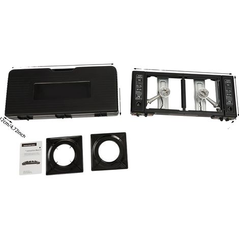 Réchaud de Camping Portable, 2 Brûleurs, Facile à Transporter, noir (1/2)