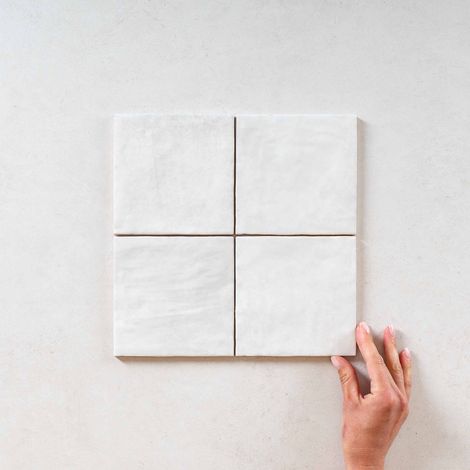 Carrelage mural faïence effet zellige LA RIVIERA 13,2x13,2 cm Blanc - - boîte de 1 m2