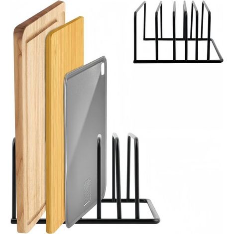 Organizzatore da cucina per taglieri,Scaffale portaoggetti,Scaffale portaoggetti con cinque scomparti,Utensili da cucina,Nero (1/5)