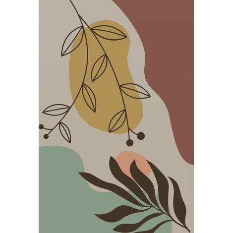 Papier peint panoramique - Feuilles Boho - 130 cm x 195 cm (1/2)