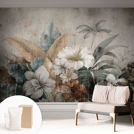 Papier peint intissé mural classique avec imprimé motifs décoratifs design élégant non‑tissé Rêve floral 312x219 cm (1/5)