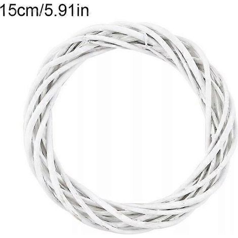 Couronne de Noël en rotin blanc (15-30 cm) à faire soi-même, guirlande de fleurs artificielles, cadeaux de Noël, mariage, décoration intérieure15 cm (1/5)