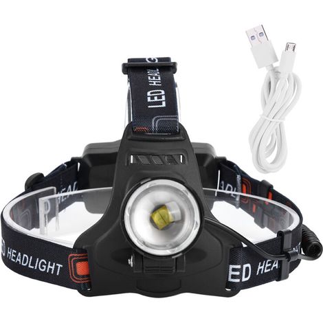 Jeffergarden P50 phare LED lampe frontale étanche 3500LM 3 Modes d'éclairage chargement USB noir (1/5)