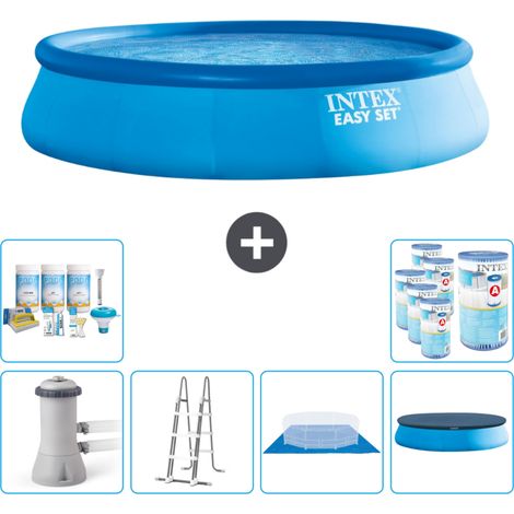 Intex runder aufblasbarer Easy Set-Schwimmpool – 457 x 107 cm – Blau – Inklusive Zubehör CB41 (1/3)