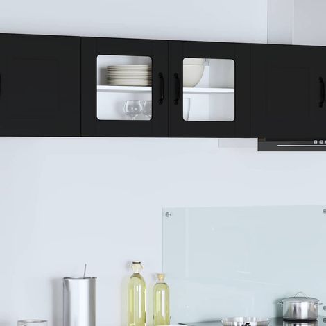 Wall Glass Cabinet LUCCA Black 80 x 31 x 40 cm Engineered Wood vidaXL