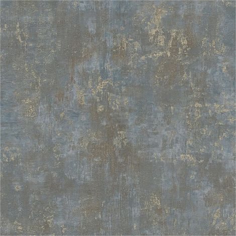 Plaster look wallpaper wall Profhome 396701 hot embossed non-woven wallpaper textured with tangible texture and metallic highlights brown blue gold 5.33 m2 (1/5)