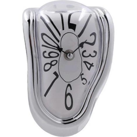 Schmelzende Uhr, stilvolle, surrealistische Wanduhr, Hängeuhr für Wohnzimmer, Schreibtisch, Heimdekoration-Silver Arabic (1/5)
