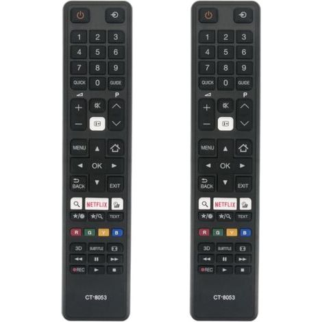 Sollbry 2Pcs CT-8053 Remplacer la Télécommande adaptée à Toshiba TV 43L3733DG 65U6763DA 32W3763DG 32W3753DG 75U6763DA 28W3754DG 43U6763DG 40L3663DG 43U6763DA 49U5766DA 49L3763DG49V6763DG 55X9863DA (1/4)