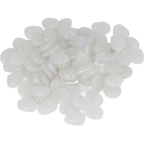 Pierres lumineuses d'extérieur, galets fluorescents colorés pour allées et chemins de jardin sombres, 100 galets blancs par sachet