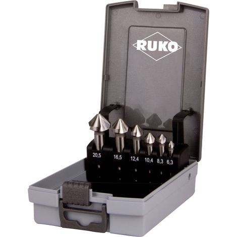 Jeu d'embouts à chanfreiner DIN 335C 90GrExt 6,3-20,5mm HSS-Co5 6 unités .Boite plastique .RUKO