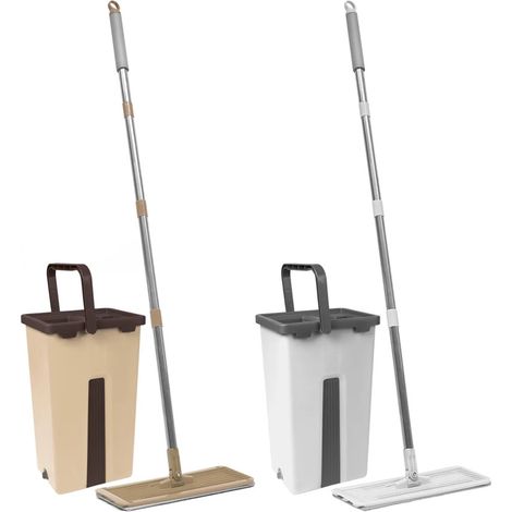 TrAdE Shop Traesio - Scopa Lavapavimenti Secchio Con Doppio Serbatoio 8 Lt Testina Orientabile A 360° Leggero - (1/3)