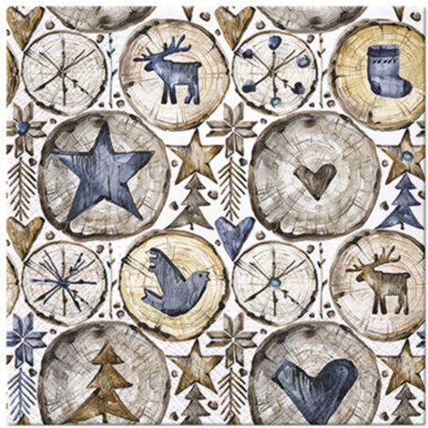 20 serviettes en papier 33 x 33 cm Deco de Noel sur bois