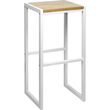 Pack de 2 taburetes altos iCub 36x32x75cm Natural Blanco estilo nórdico industrial Box Furniture (1/3)
