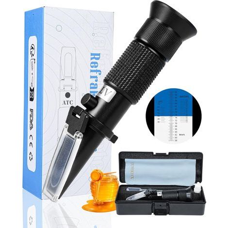Honey Refractometer, Measures Moisture 12-27%, Brix Scale 58-92%, Baumé Degree 38-43, With ATC, For Beekeepers (1/5)