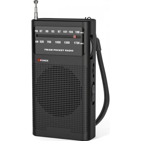 Petite radio, radio FM/AM portable, radio à batterie de poche, excellente réception et qualité sonore, noir (1/5)