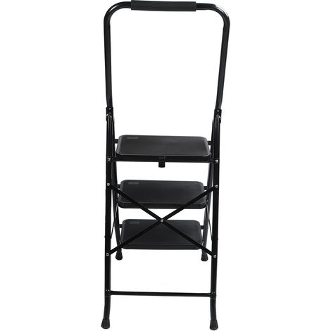 Échelle pliante à 3 marches avec patins en caoutchouc, escabeau multifonctionnel en métal pour l'intérieur et l'extérieur (1/5)