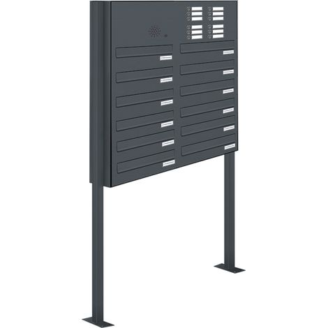 12er Briefkastenanlage Standsystem Durchwurf - Klingel RAL 7016 Anthrazit (1/5)