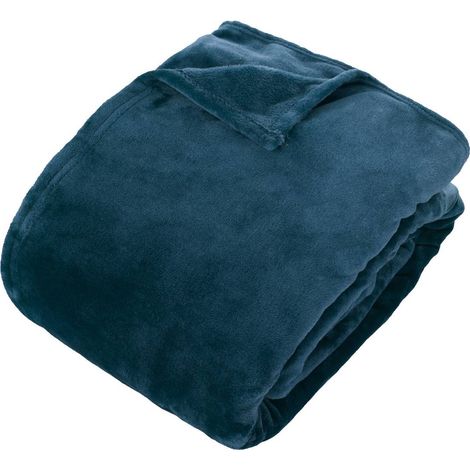 Coperta ollis in flanella blu egeo 260x240cm - Atmosphera créateur d'intérieur (1/3)