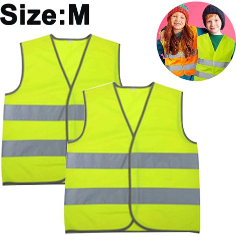 Lot de 2 gilets de sécurité réfléchissants haute visibilité pour enfants, en maille. (1/5)
