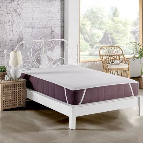 Protector de colchón - Mansion - Para cama de 2 personas - 180 x 200 cm - 100 % Algodón - Blanco (1/5)