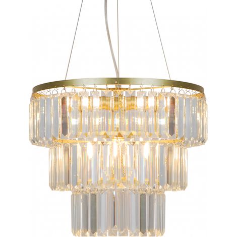 Lampadario Tiffany glamour cristallo oro Ø40 4xE14