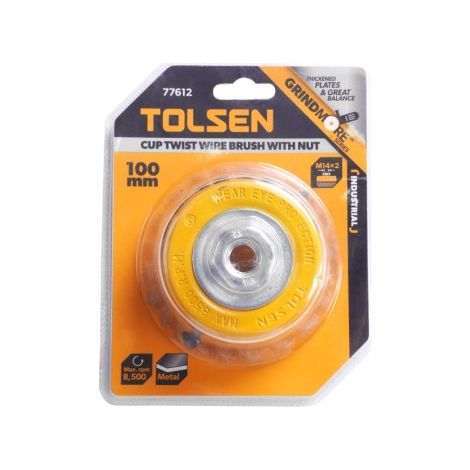 Cepillo de copa trenzado tuerca 75mm, TOLSEN. (1/5)
