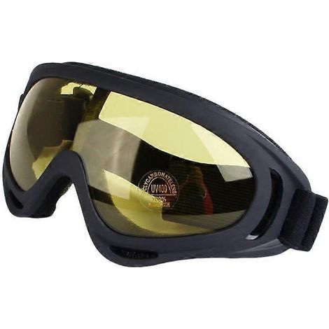 Lunettes de protection coupe-vent et anti-poussière pour moto électrique, homme et femme, idéales pour le ski et le ski de fond en extérieur (jaune) (1/5)