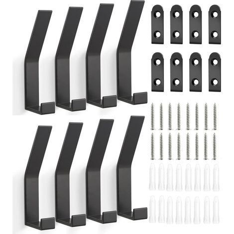 Crochet Mural Simple Crochet 8PCS Crochet Mural à Vis Crochets pour Aluminium Noir Crochets pour Suspension Crochets de Suspension (1/5)