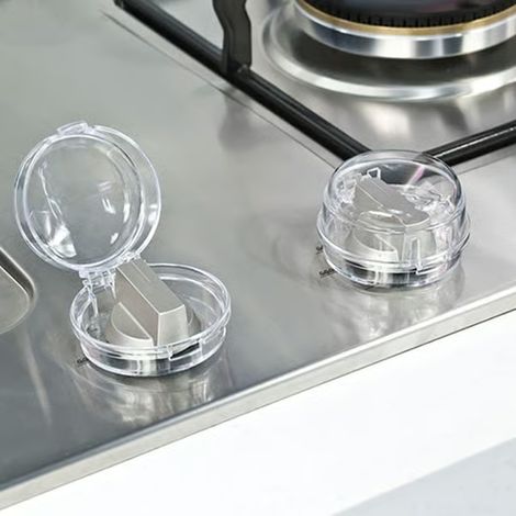 6 pièces transparentes pour plaques de cuisson Caches de sécurité pour plaques de cuisson Protections pour enfants Serrures résistantes à la chaleur pour cuisinière et cuisinière à gaz (1/4)