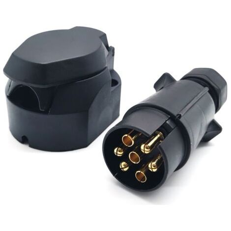 Prise Remorque 7 Broches Male Et Prise Remorque 7 Broches Femelle,12V Étanche adaptateur Prise pour Remorque 7 Broches fiche remorque 7 broches mâle pour Attelage Caravane,Porte-vélo (1/5)