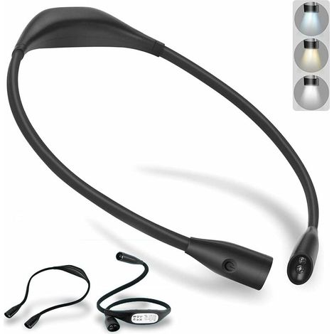 Lampe de Lecture de Cou LED, Lampe de bureau,Lampe de Cou Liseuse LED Hug Rechargeable à 4 LED avec 3 Modes de Couleur et Gradation en Continu, Lampe de lecture pour Bricolage, Tricot, réparation, Cam (1/5)