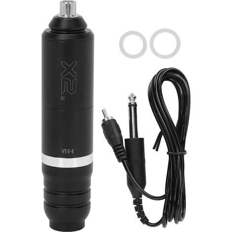 Machine à tatouer rotative stylo, aiguilles cartouche et alimentation RCA, kit pour artistes débutants, noir argenté. (1/5)