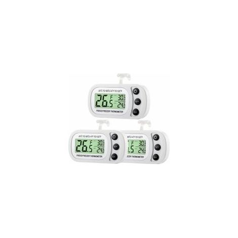 3pcs Thermomètre Digital de Réfrigérateur Congélateur Thermomètre de Salle de Réfrigérateur Thermomètre de Température du Refroidisseur Étanche avec Fonction d'Enregistrement Max Min Grand Écran LCD (1/3)