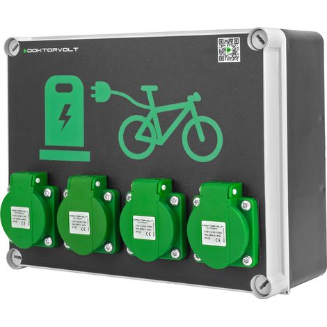 Station de recharge pour vélos électriques, point de recharge à 4 prises