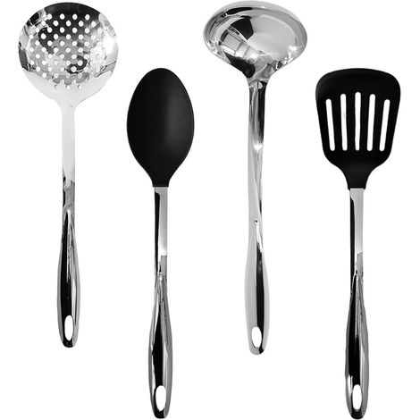 Set da 4 mestoli da cucina schiumarola cucchiaione pala lasagna per padelle tegami casseruole antiaderenti antigraffio