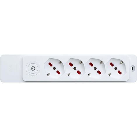 Multipresa con 4 prese bipasso/schuko 10/16A, senza cavo, con interruttore, bianco, serie Emilia Specialist - Rosi RS8412B (1/5)