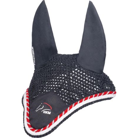 Cuffietta antimosche per cavalli con passamaneria a contrasto modello HKM: full, nero 9100 (1/3)