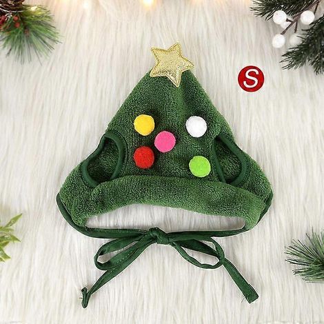 Chapeau de Noël pour chien et chat, vêtements pour animaux, bavoirs, bonnet pour chiot, accessoires de déguisement, décoration de Noël, cadeau de Nouvel An, bandana, chapeau vert - Taille (1/5)