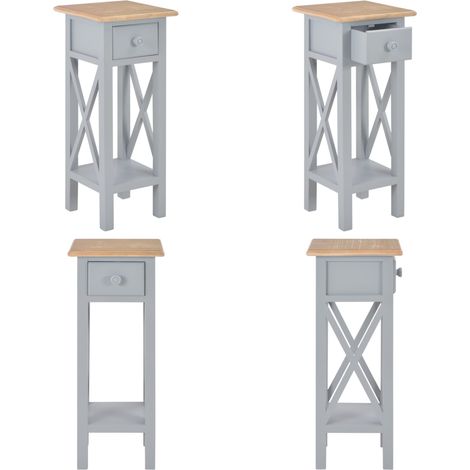 Beistelltisch Grau 27 x 27 x 65,5 cm Holz - Holz Tisch - Beistelltisch - Nachttisch - Wohnzimmerschrank - Deko Regal - Home & Living (1/5)