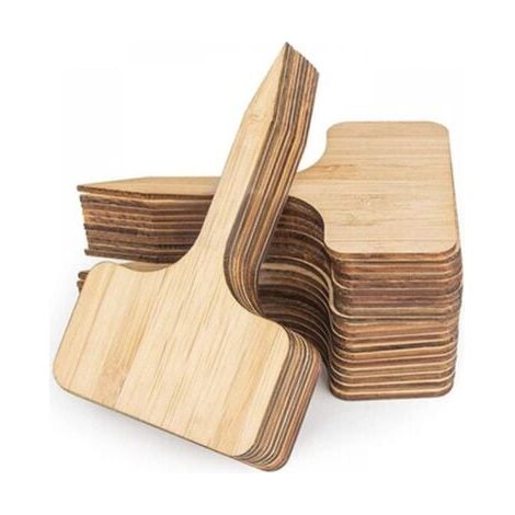 Lot de 50 étiquettes en bambou pour plantes de jardin, 10 x 6 cm, étiquettes durables en forme de T, étiquettes pour potager de jardin, serre, pot de graines, fleurs, herbes (1/4)