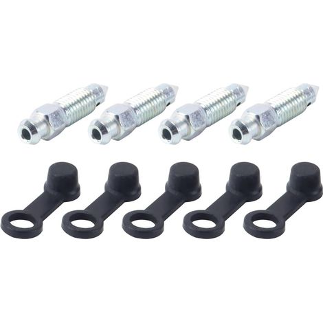 4pcs M8 x 1mm Bleed Screws with Dust Plug Metal Galvanized for Disc Brake Caliper Exhaust Motorcycle Car Brake Pump Accessories (1/5)