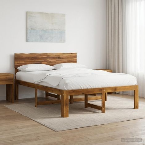 vidaXL Letto matrimoniale con testiera ROSTOCK Naturale 137 x 190 cm (1/5)