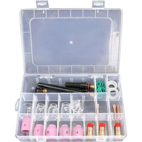 Jeu de 31 lentilles à gaz pour torches de soudage TIG – Kit d'accessoires pour torches de soudage TIG WP-17/18/26 – Lentille à gaz pour torche Stubby 12 (1/5)