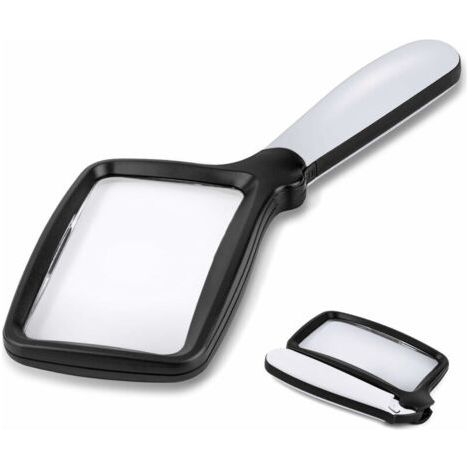 Loupe de poche pliante avec lumière, grande loupe de lecture rectangulaire 3X avec LED à intensité variable pour les personnes agées atteintes de dégénérescence maculaire, journal,---Karteo