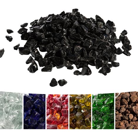 Teamson Home 4 Kg Pietre Laviche per Braciere a Gas, Vetro Temperato, Cassaforte per Bracieri a Gas da Giardino Esterno, Nero