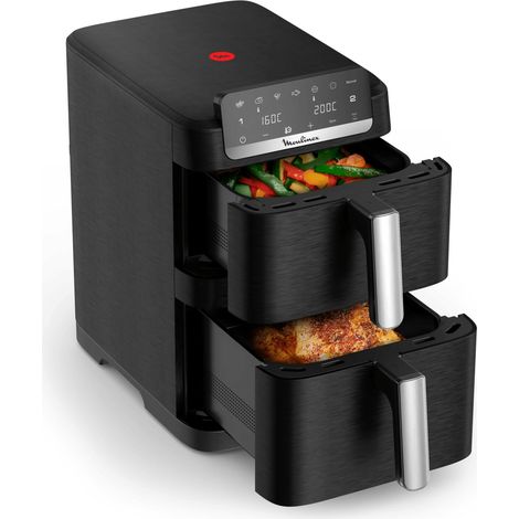 Moulinex Easy Fry Crispy Stack, Friggitrice ad Aria con doppio cestello verticale, Salvaspazio e Compatta, Frittura Uniforme e Croccante, EZ7528F0