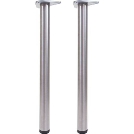 Lot de 2 pieds de table HHG-044, pour bureau, pied de table à manger, piètement de table, 73 cm, aspect acier inoxydable (1/5)