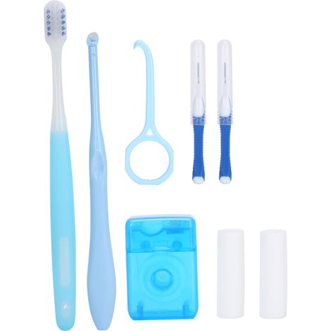 Kit de soins bucco-dentaires orthodontiques : brosse de nettoyage pour appareils dentaires, brossette interdentaire, cire orthodontique, outils (1/5)