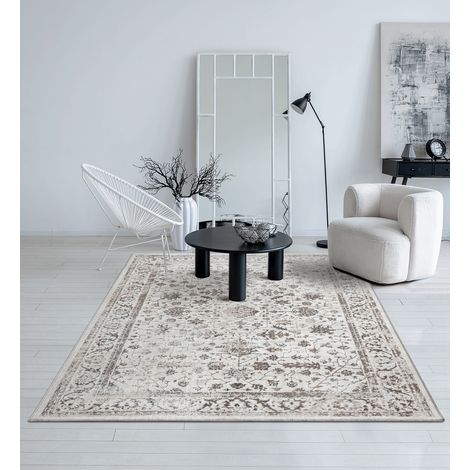 the carpet Mila moderner Teppich Wohnzimmer, elegant glänzender Kurzflor, Creme, 080 x 150 cm (1/5)
