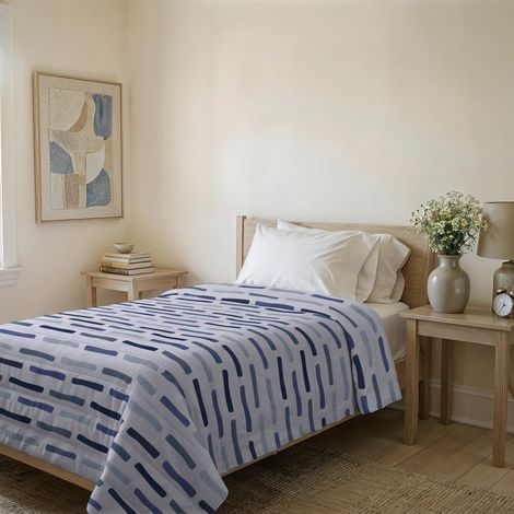 Couvre-lit matelassé d’été en Microfibre Douce imprimée – Couette mi-Saison – Fun blu, Simple 160x240 cm (1/5)